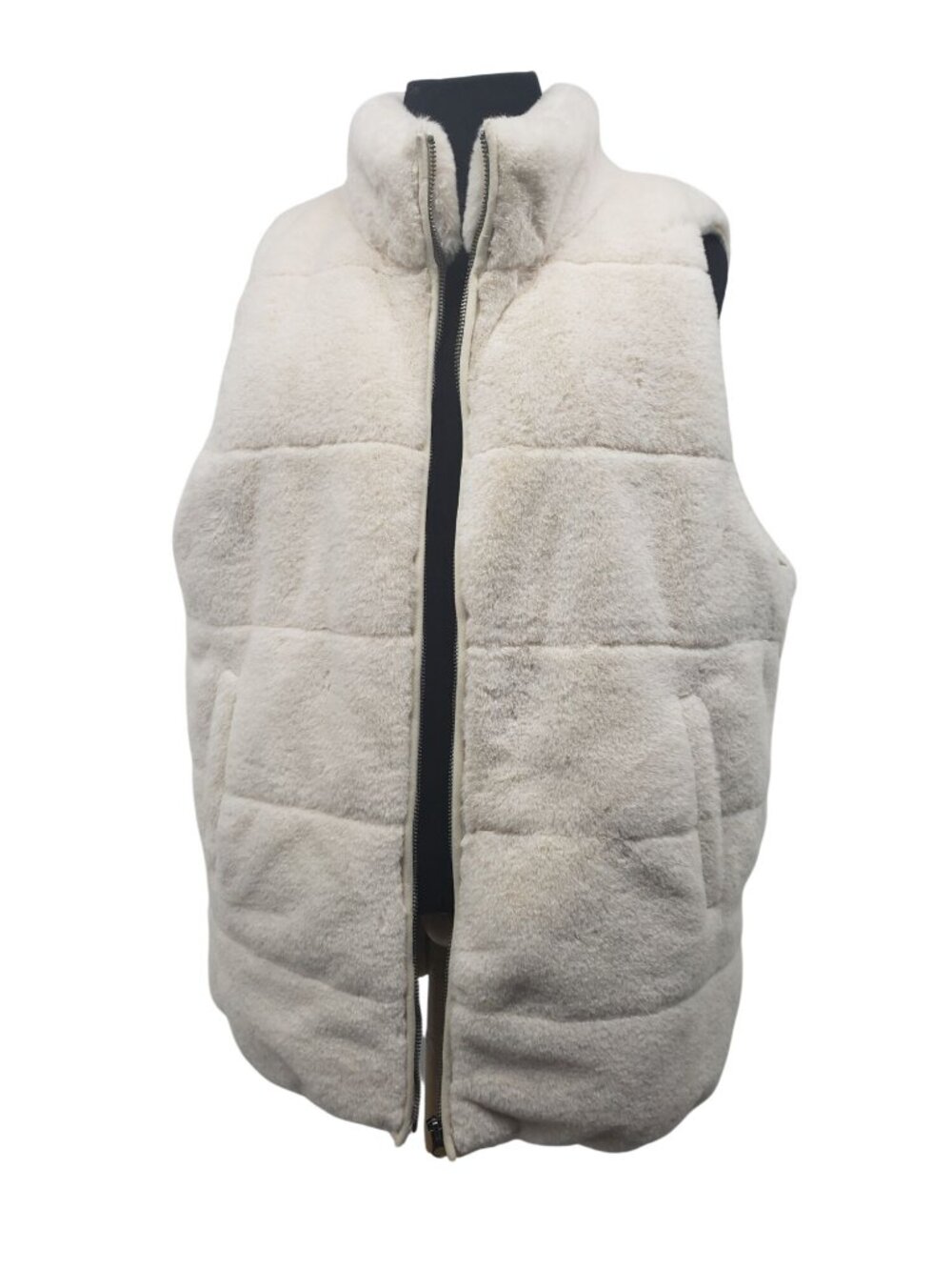 PJ Salvage Faux Fur Fuzzy Cream Vest Lounge Cozy Soft Womens XL
